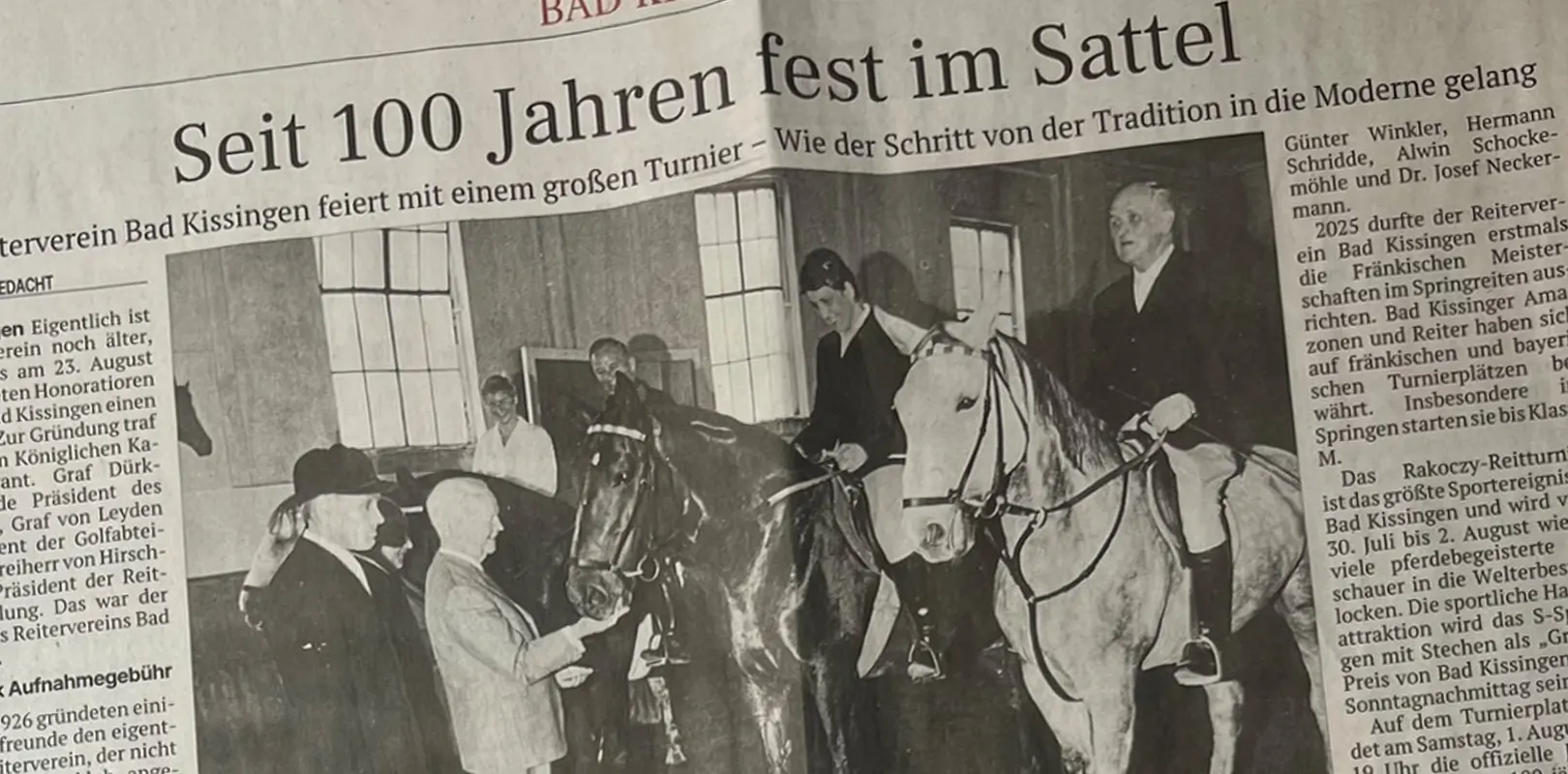 Seit 100 Jahren fest im Sattel